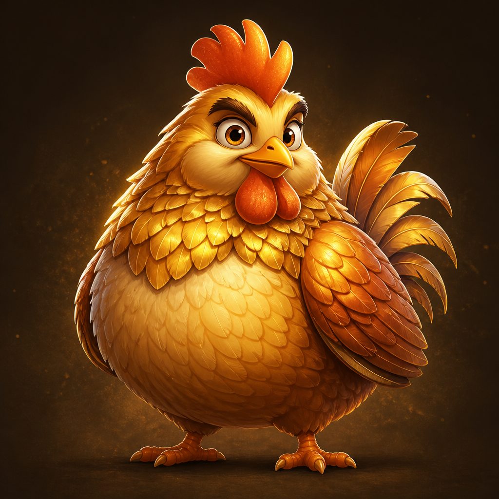 Key art of the gold-feathered Chicken Road Gold mascot